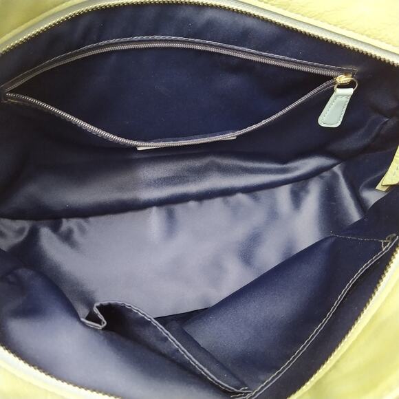Coach Blue Patent Leather Signature C Embossed Double Handles Pockets Tote Bag - Picture 13 of 16